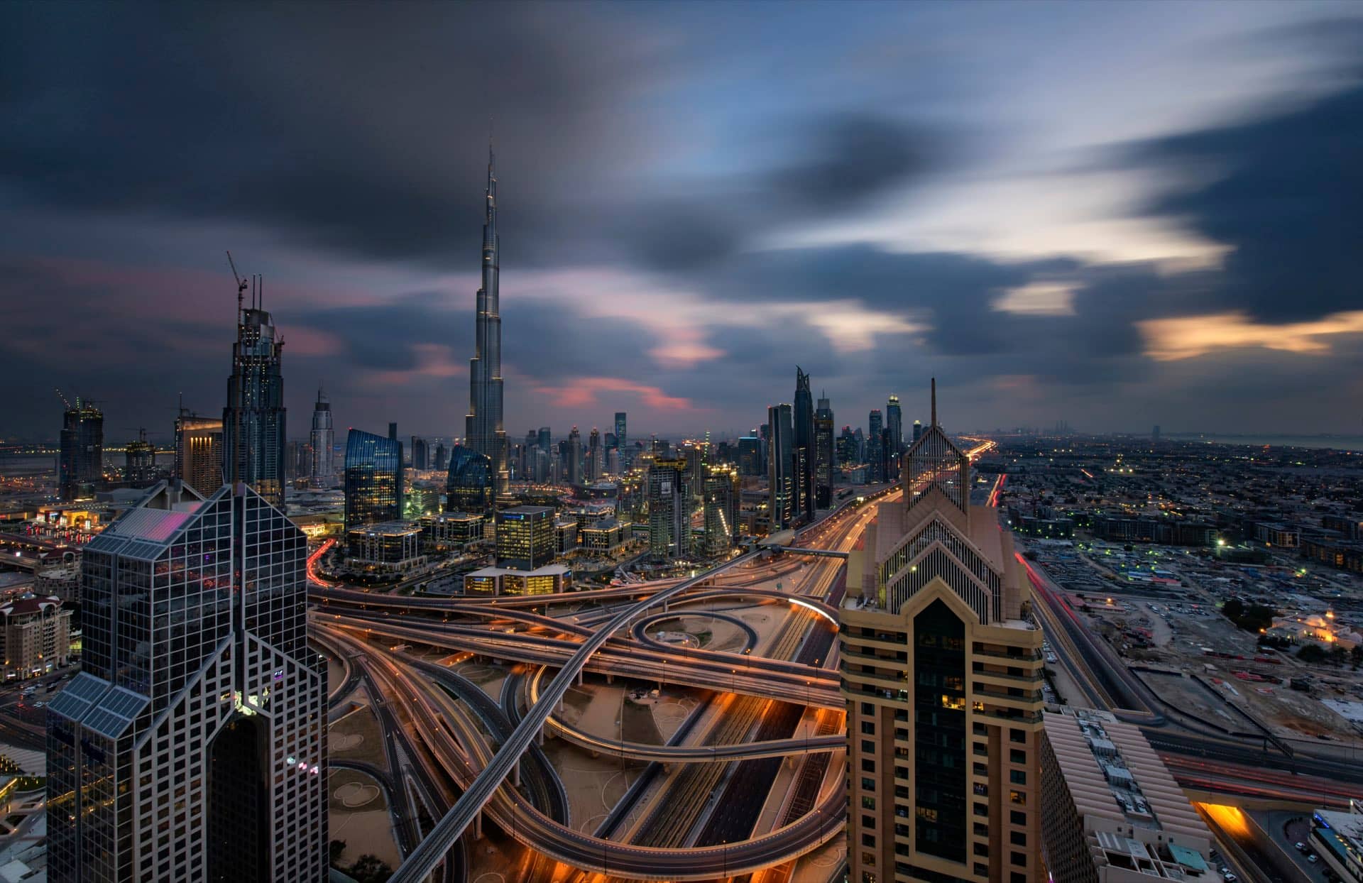 Dubai skyline at night